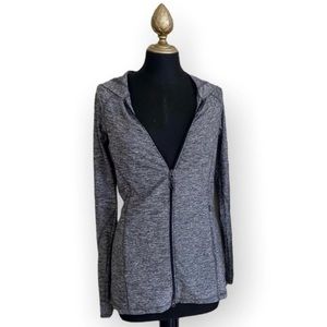 Athleta Fitted Heather Grey Black Zip Up Hoodie Size XS
